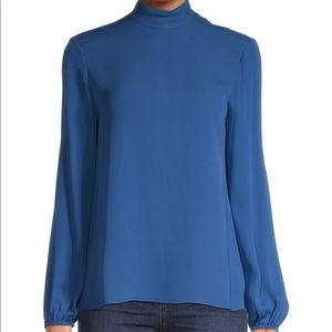Theory Classic Mockneck Silk Blouse